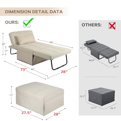 Gray Folding Sofa Bed Ottoman Y4915