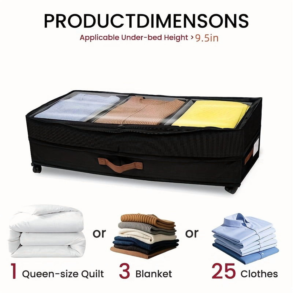 2-Pack Under-Bed Storage Bins with Wheels & Clear Window S5454