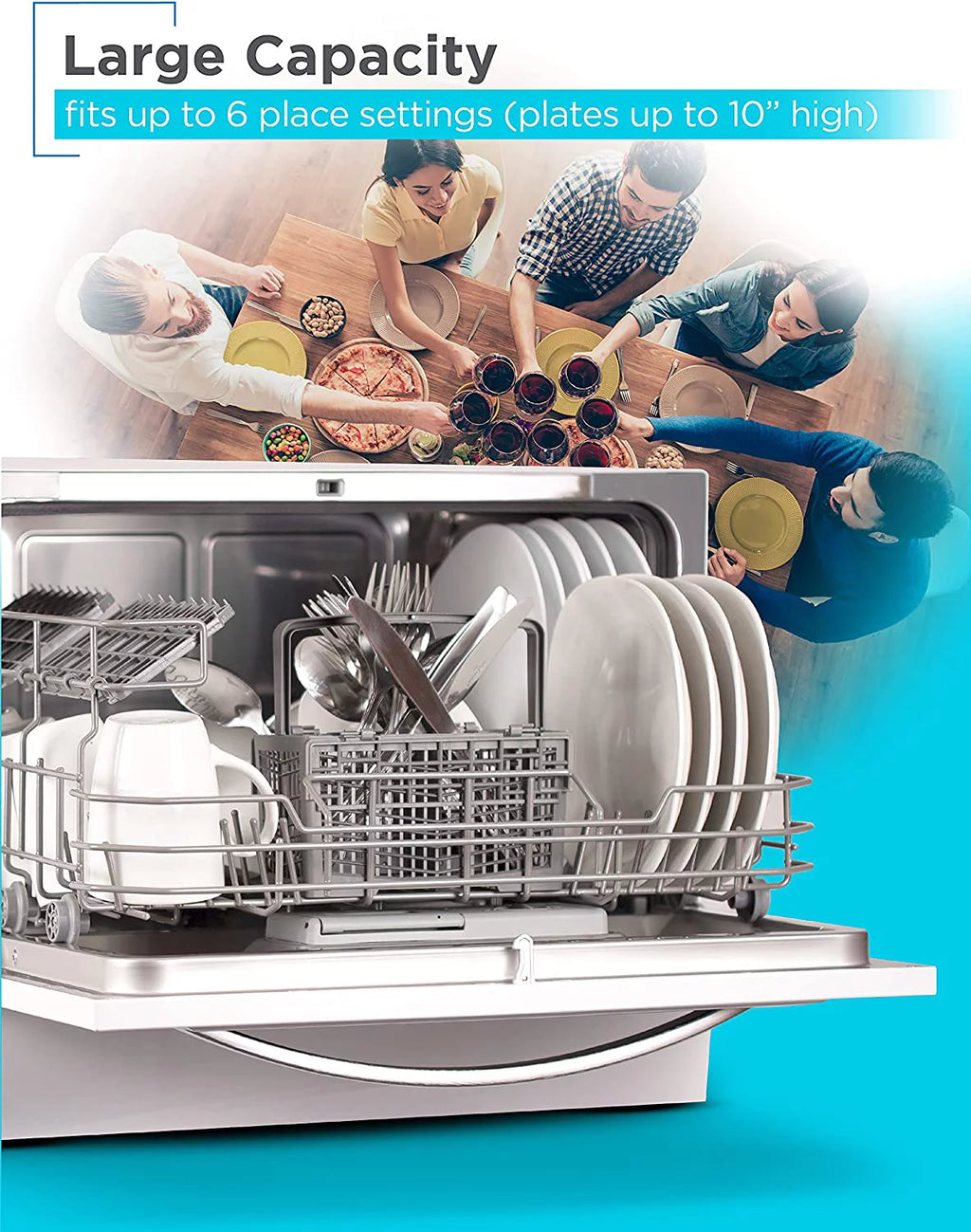 Compact Countertop Dishwasher, 6 Place Settings, White H735