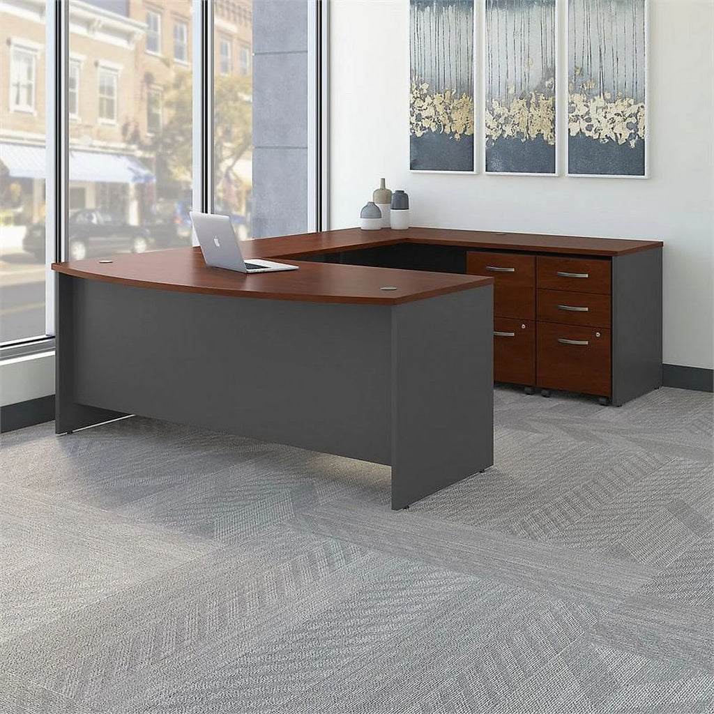 72" U-Shaped Desk with Pedestal W758