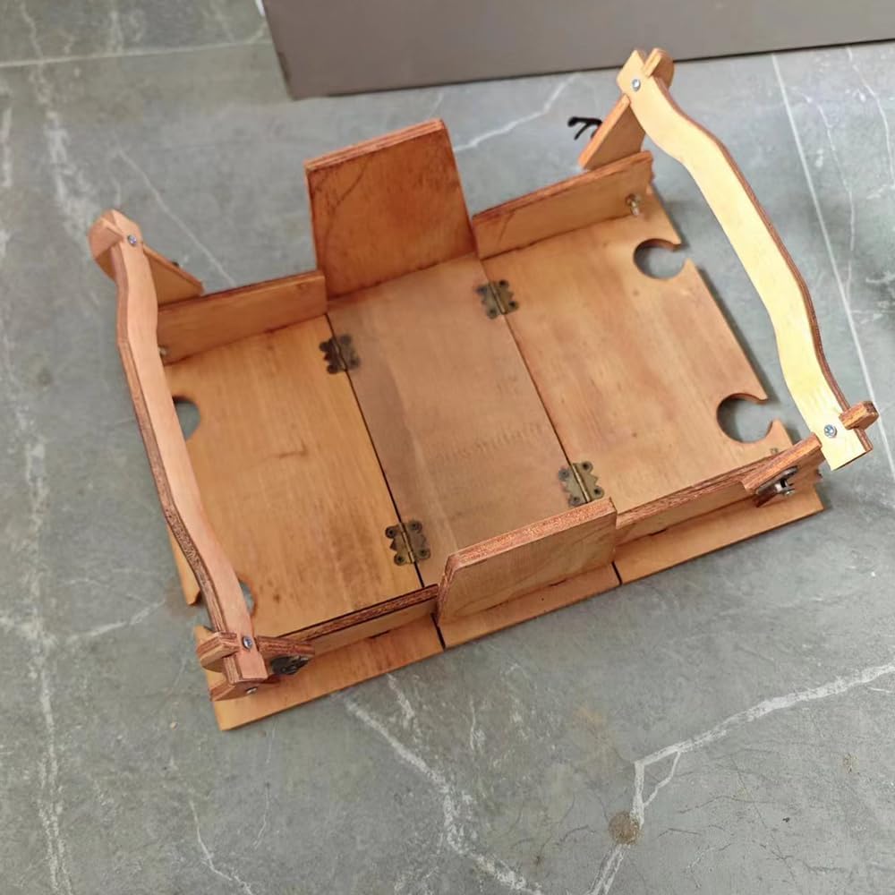 Wooden Folding Picnic Basket Table with Wine Glass Holder O623
