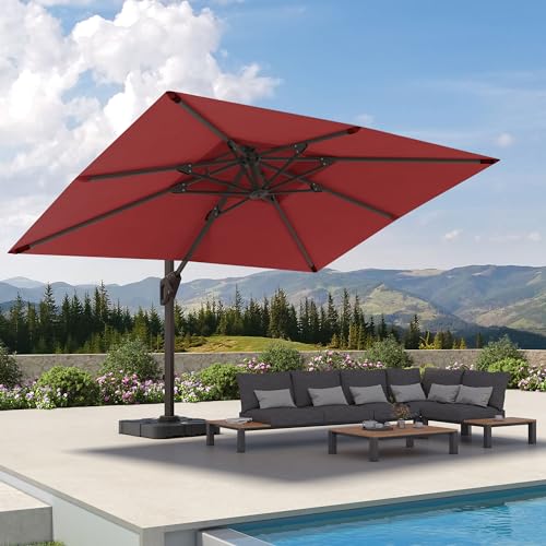 9' X 12' Cantilever Patio Umbrella 360° Rotation Rectangular Outdoor Umbrella, Turquoise O68569