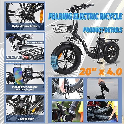 1000W Folding Electric Bike with Removable Battery Fat Tire I373192