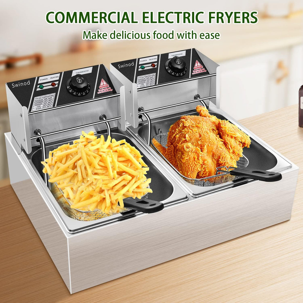 12 Liter 3400W Adjustable Temperature Deep Fryer with Basket I2572