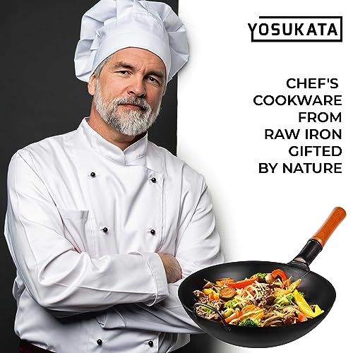 13.5" Flat Bottom Carbon Steel Wok Pan E68555