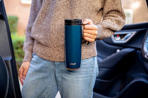 18oz Vacuum Insulated Stainless Steel Travel Mug with Side Handle and Leak-Proof Slider Lid U44979