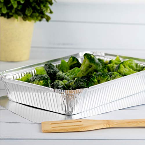 Disposable 4 LB Aluminum Oblong Baking Pans 12'' X 8'' X 2'' Inch With Cardboard Lids Bakeware Pack of 10 Pans and 10 Lids I24762