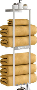 Brushed Nickel 3 Tier Towel Storage Rack with 4 Hooks A28479