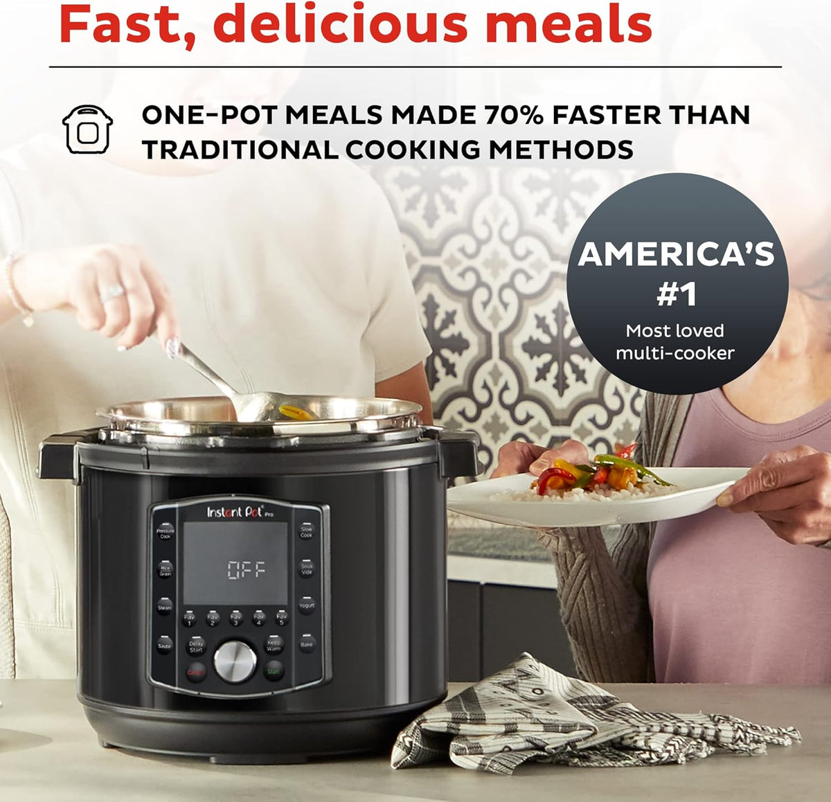 10-in-1 Pressure Cooker, 6 Quart, Stainless Steel Rim H386