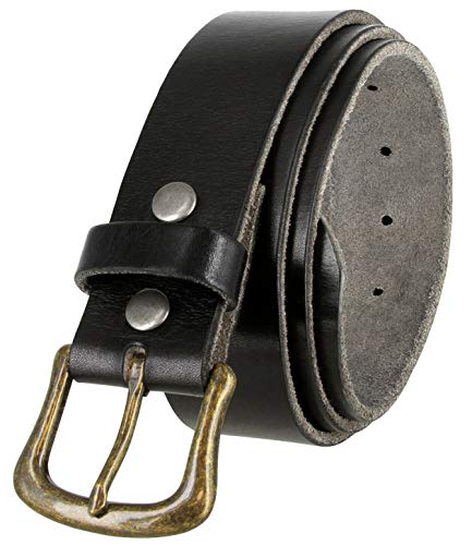 Full Grain Leather Belt with Solid Brass Buckle 1-1/2" Wide S96559