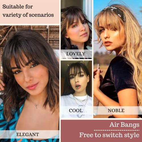 Brown Clip In Bangs Real Human Hair Extensions Wispy Bangs P57908