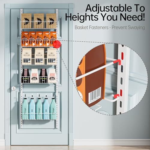 White 6-Tier Metal Over the Door Pantry Organizer Rack O775