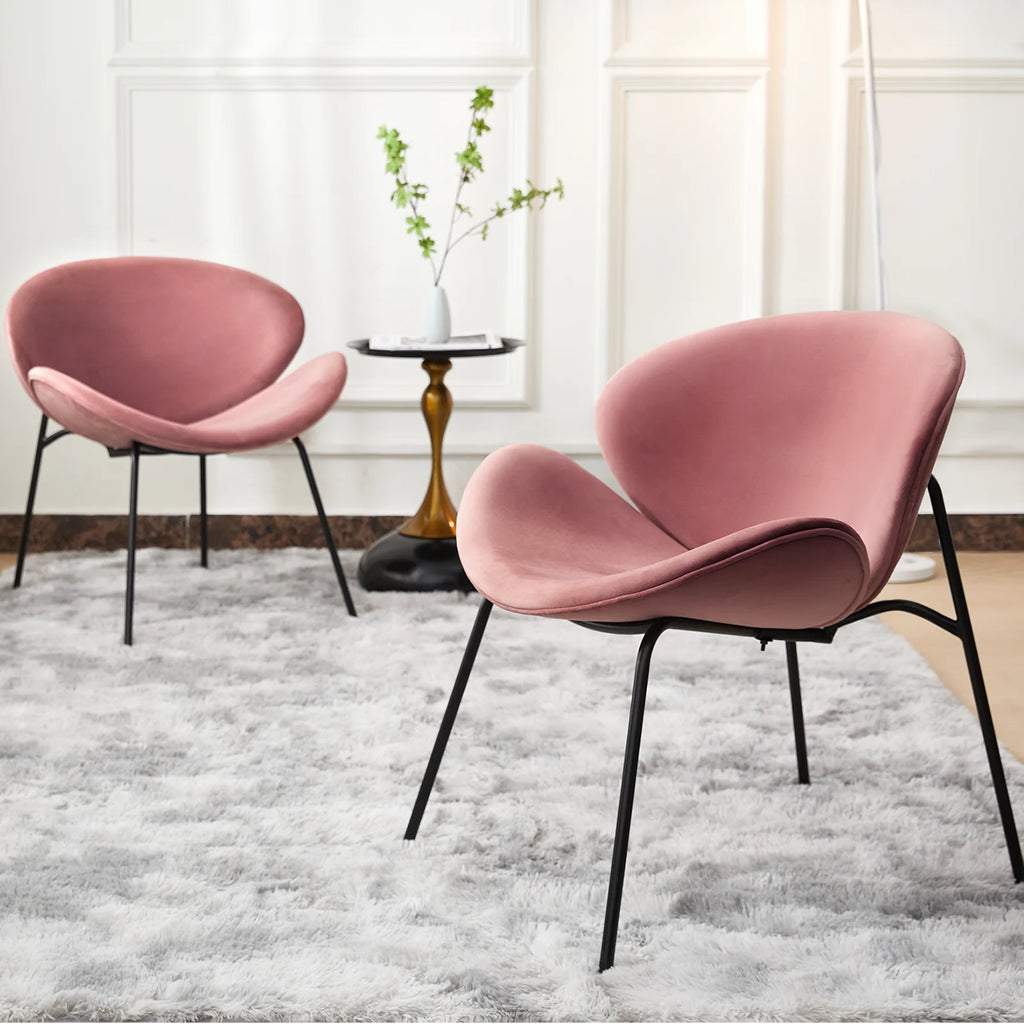 Velvet Accent Chair Set of 2 with End Table (Pink) J68038