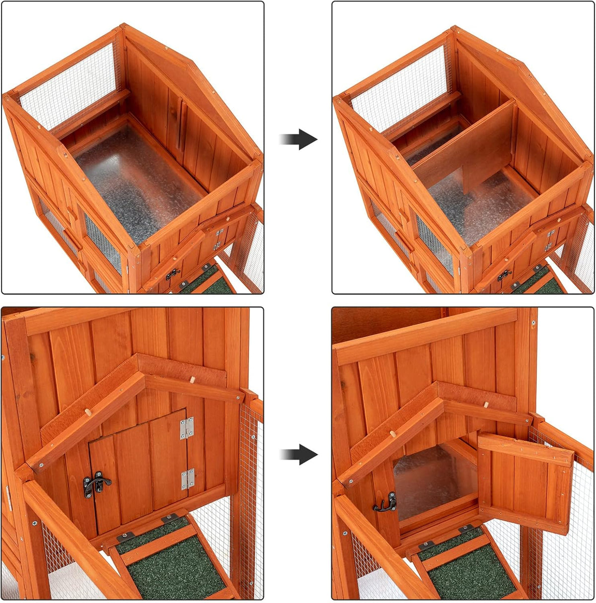 61" Wooden Chicken Coop with Waterproof Roof H77340