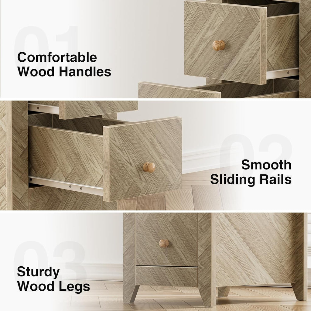 Wood Narrow End Table with 3 Drawers Q726214