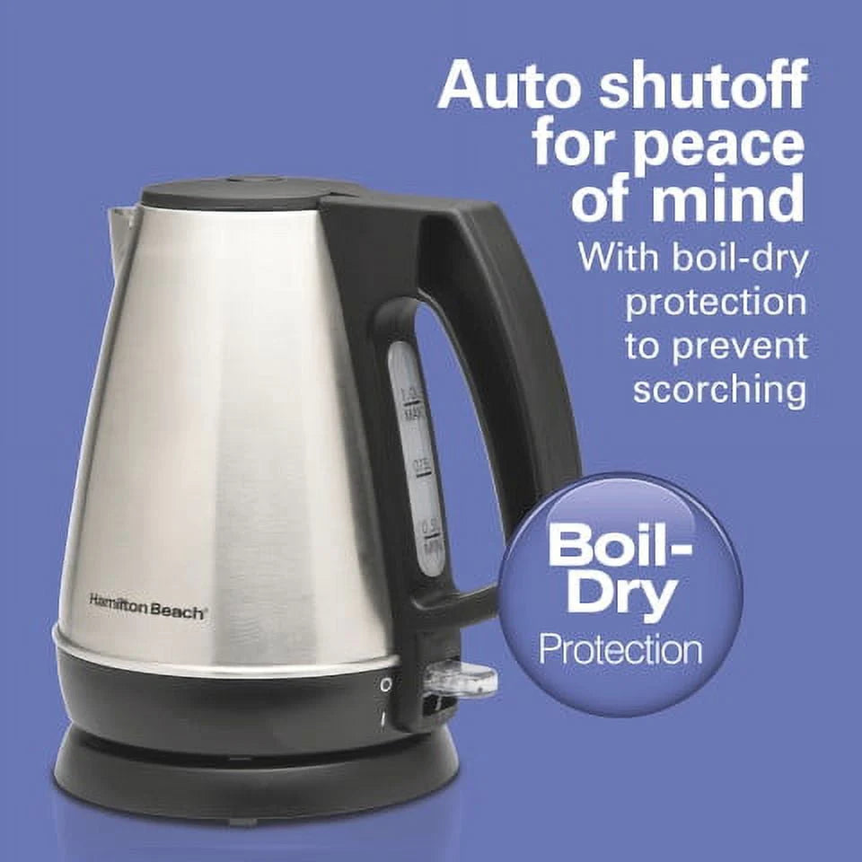 1 Liter Stainless Steel and Black Electric Kettle S14597