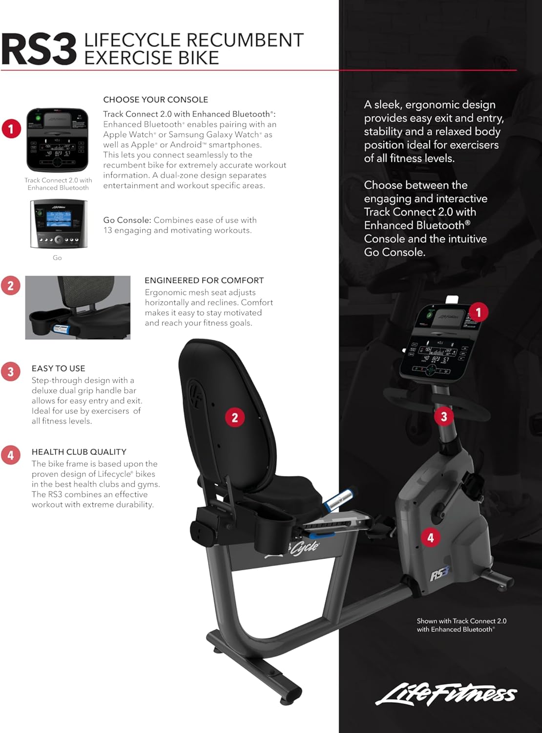 Recumbent Indoor Cycling Exercise Bike with Go Console D910254