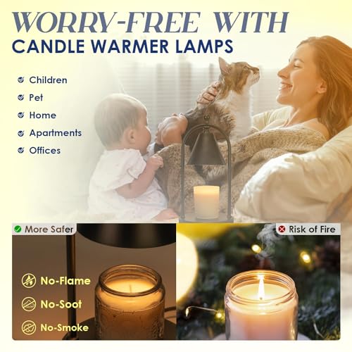 Candle Warmer Lamp with Timer, Electric Brass Candle Warmer Light, Dimmable Wax Melts Warmer R5818