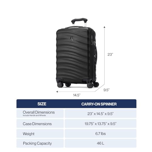 Black 21-Inch Hardside Carry On Luggage with 8 Spinner Wheels L62509