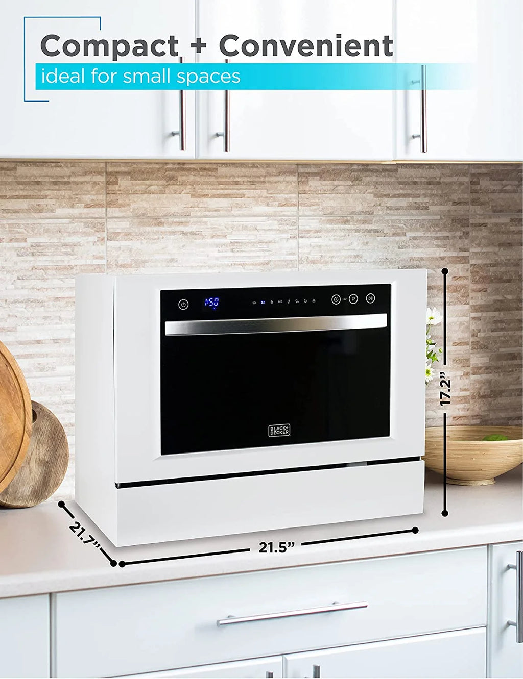Compact Countertop Dishwasher, 6 Place Settings, White H735