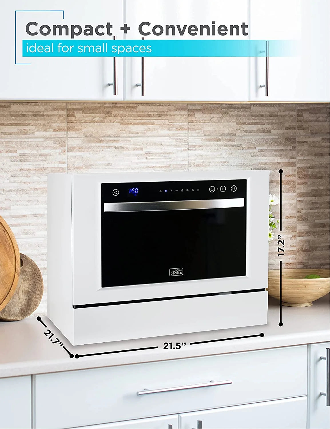 Compact Countertop Dishwasher, 6 Place Settings, White H735