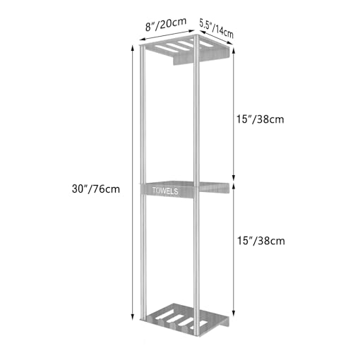 Brushed Nickel 3 Tier Towel Storage Rack with 4 Hooks A28479