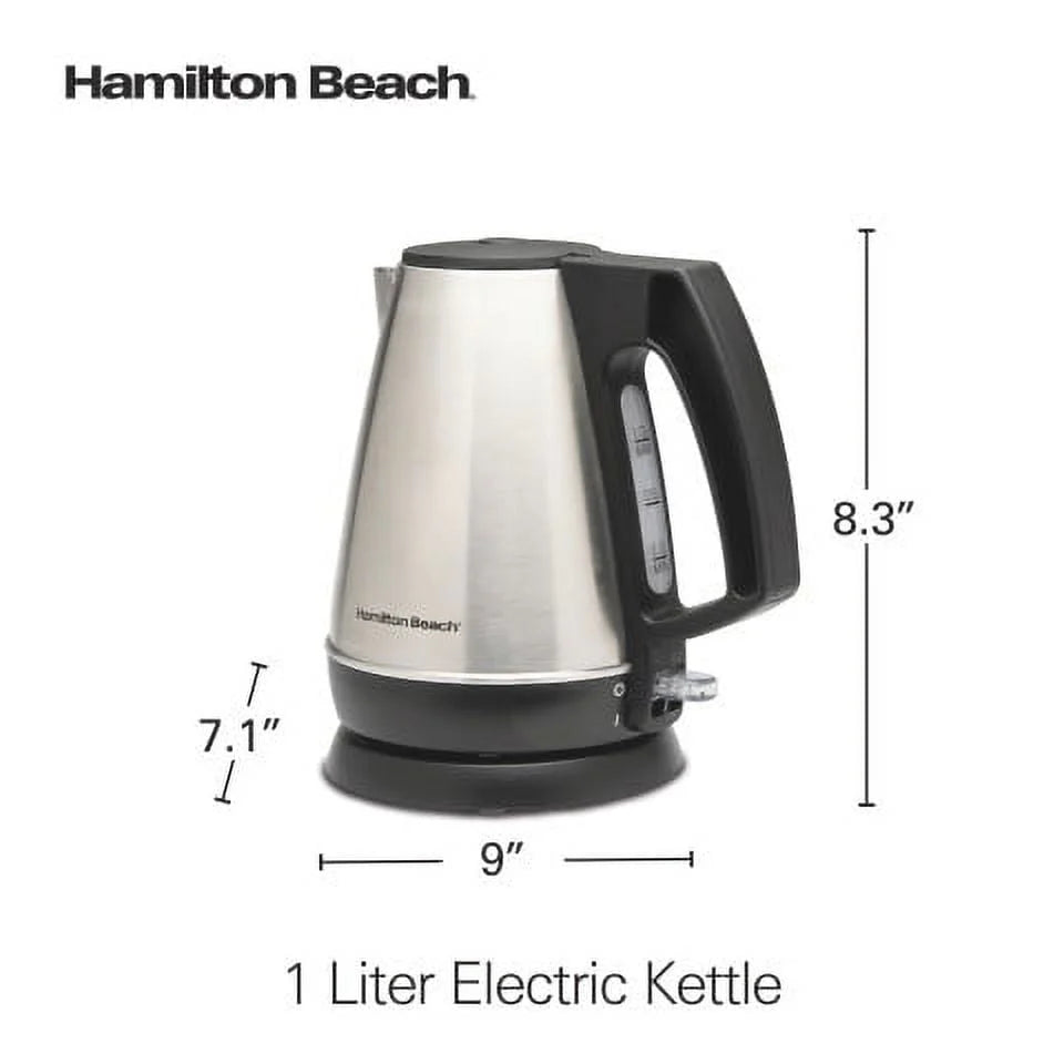 1 Liter Stainless Steel and Black Electric Kettle S14597