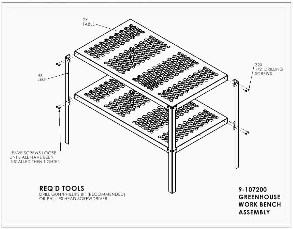 Aluminum Greenhouse Potting Bench and Utility Table with 1 Inch Round Holes R514806