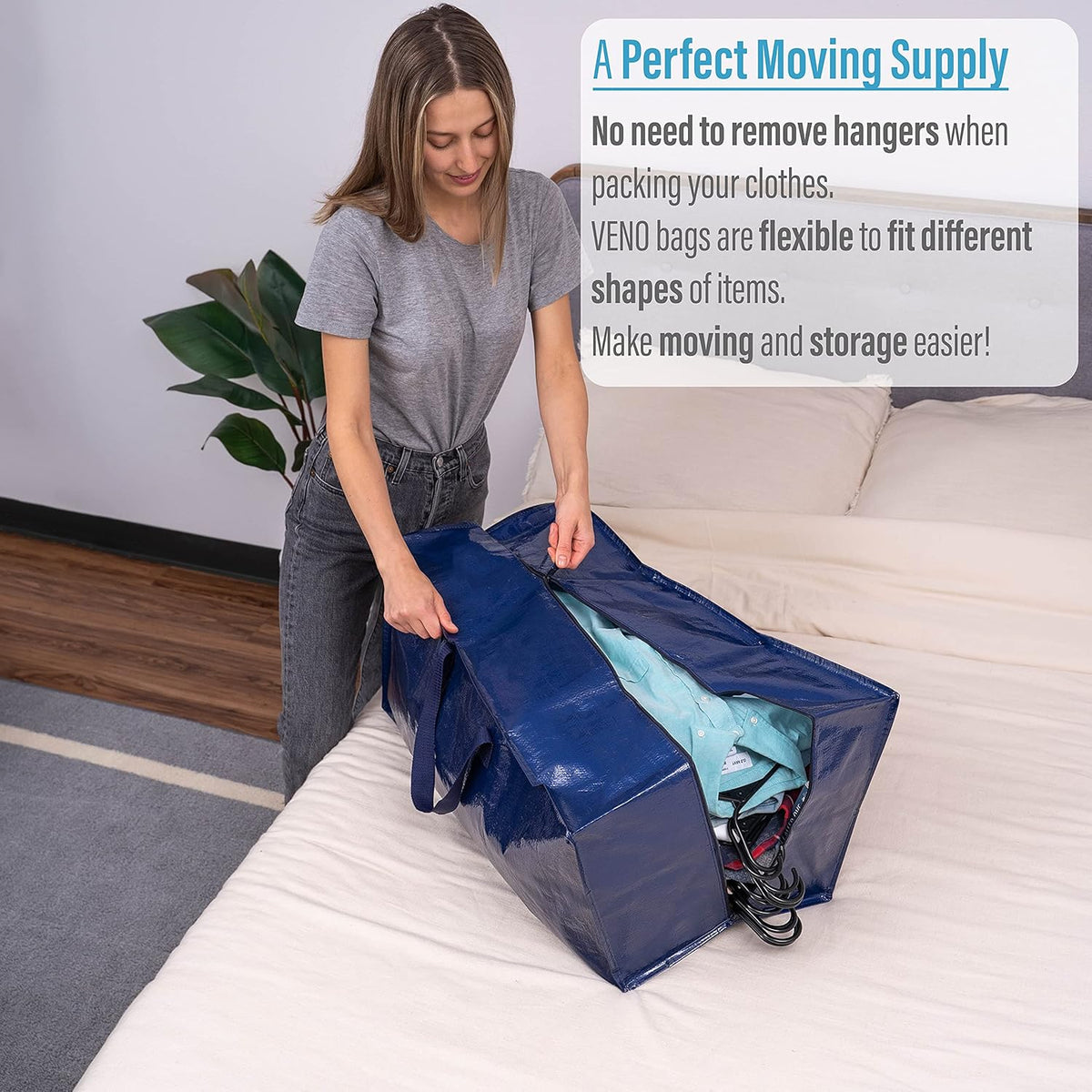 12 Pack Heavy-Duty Moving Bag with Backpack Straps and Label Pocket E331