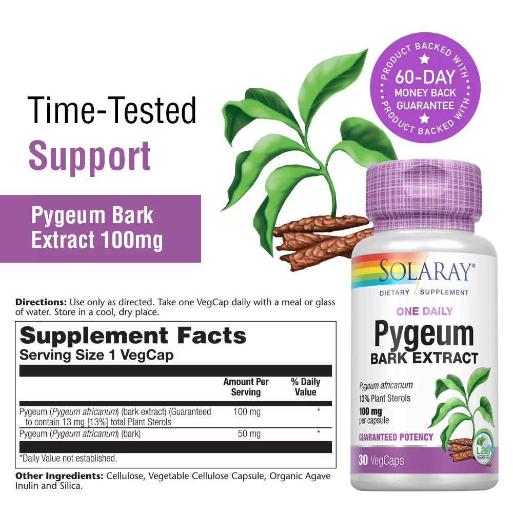 Pygeum Bark Extract 100mg 30 VegCaps Z347351