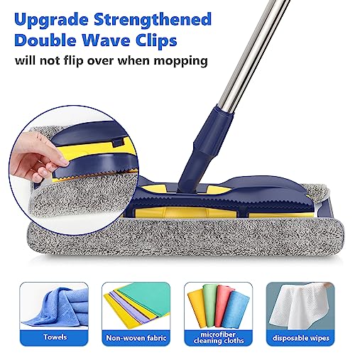 Microfiber Flat Mop with 4X Mop Pads and Adjustable Handle J976