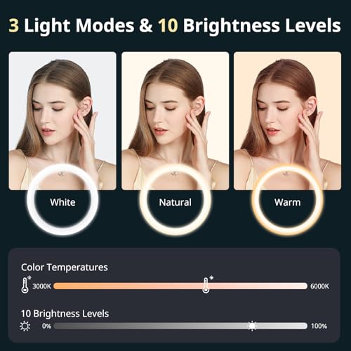 14'' Selfie Ring Light with 62'' Tripod Stand and Phone Holder, Dimmable LED Circle Lighting Q85412