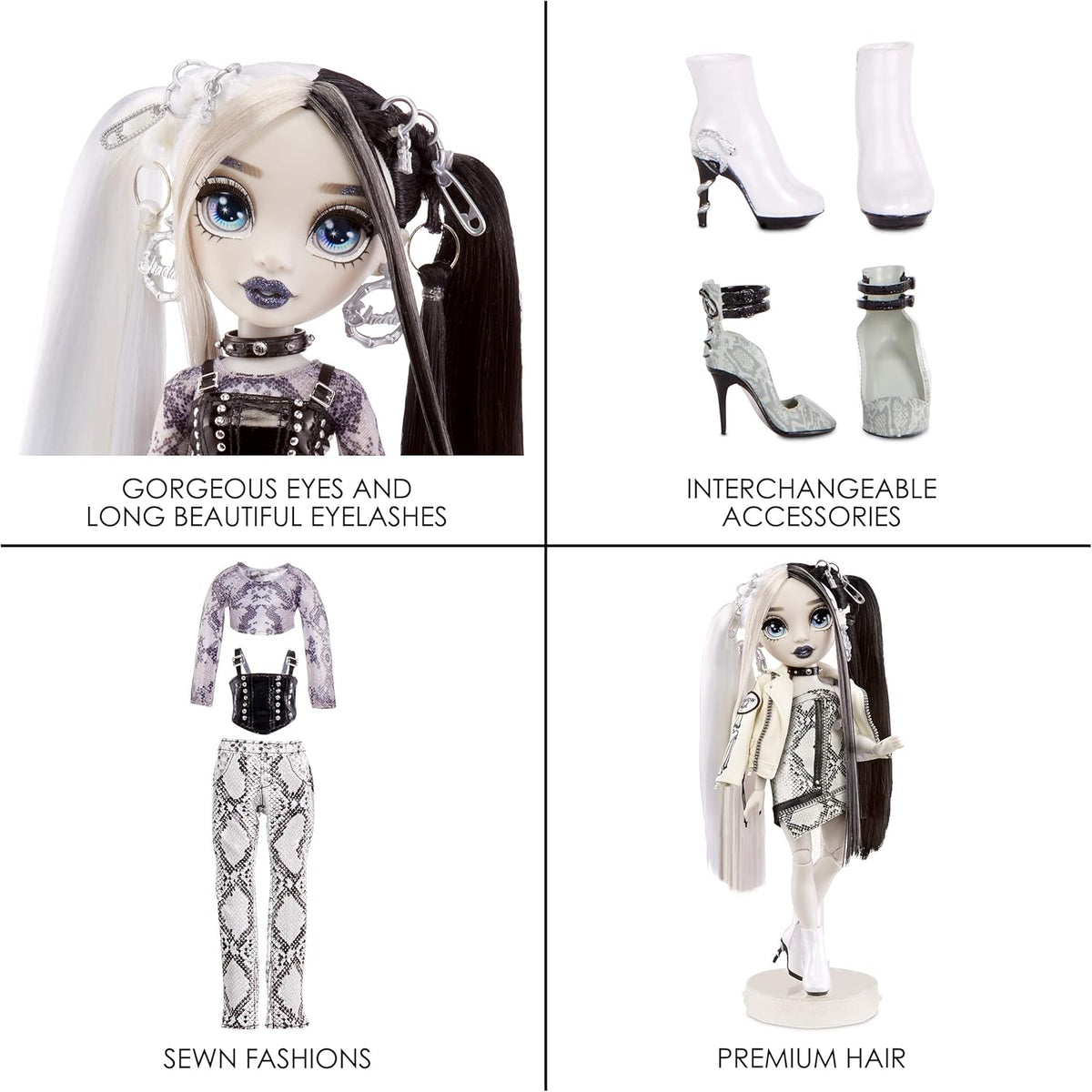 Grayscale Fashion Doll with 2 Grey Designer Outfits and Accessories Q533247