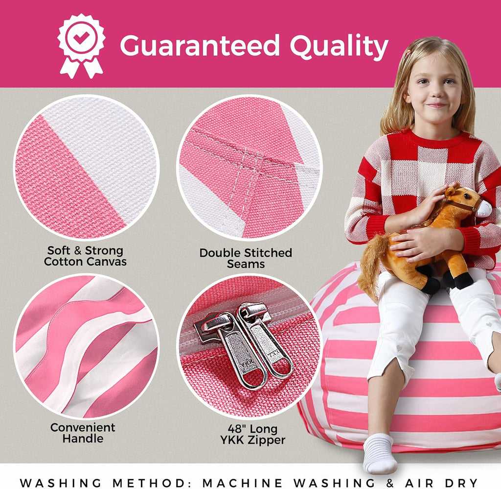 Medium Canvas Stripes Pink/White Beanbag Cover X229