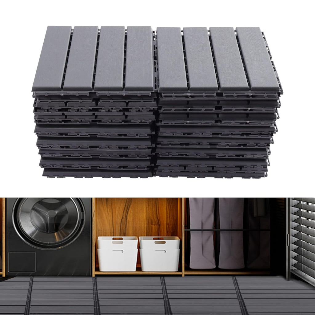 Dark Gray 12"×12" Plastic Interlocking Deck Tiles (Pack of 30) R442