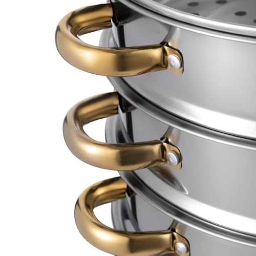 5 Tier Stainless Steel Steamer Pot with Glass Lid K597164