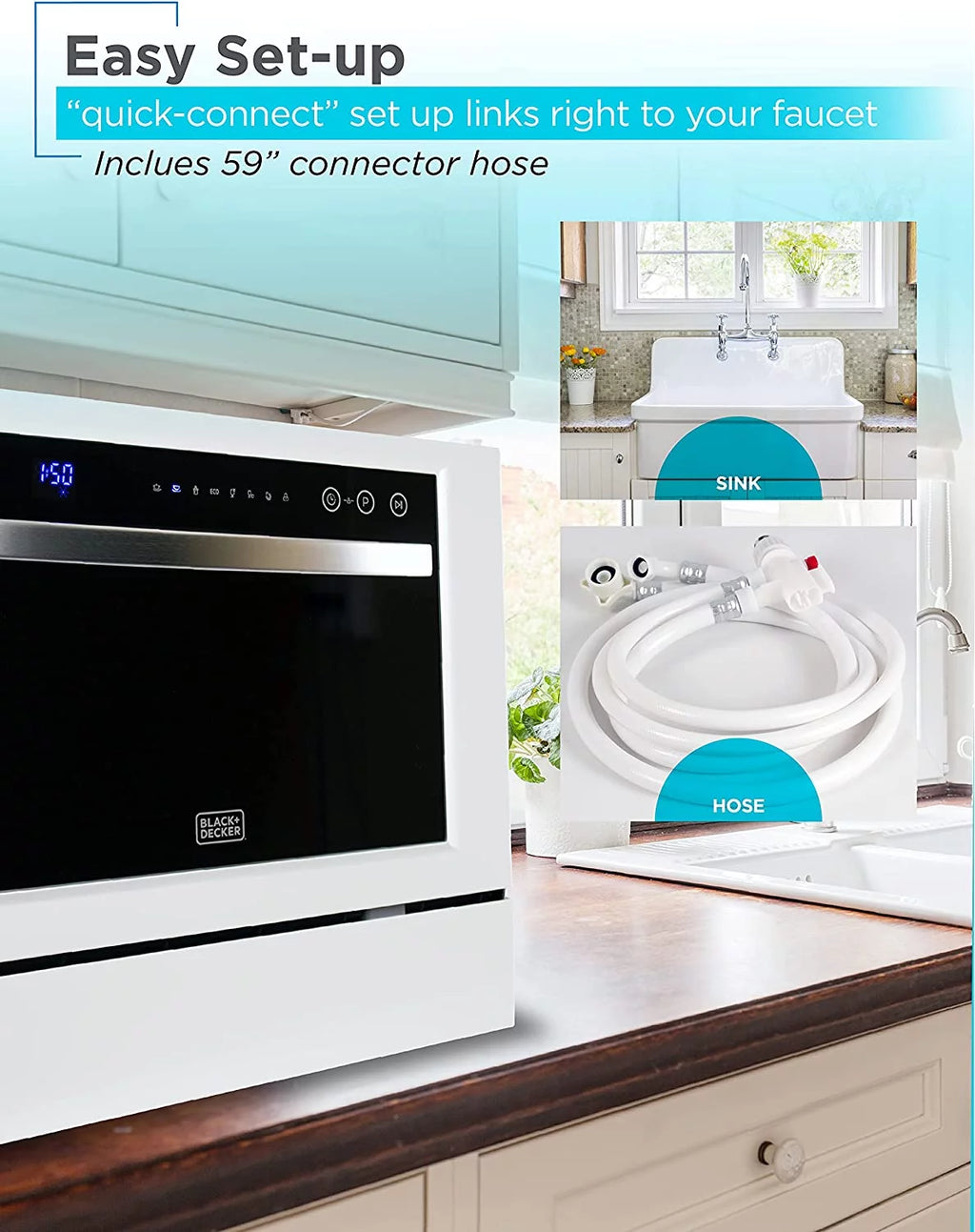 Compact Countertop Dishwasher, 6 Place Settings, White H735
