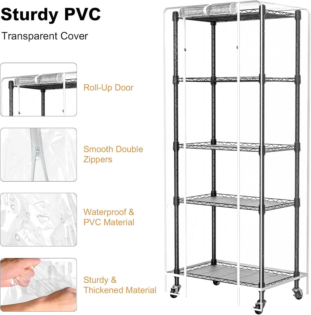 Mini 5-Tier Portable Greenhouse with Clear PVC Cover and Metal Shelf N941