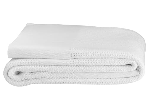 White Twin Size 100% Cotton Thermal Blanket E444