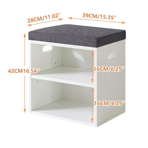 White 2 Tier Shoe Storage Bench with Cushion X292325