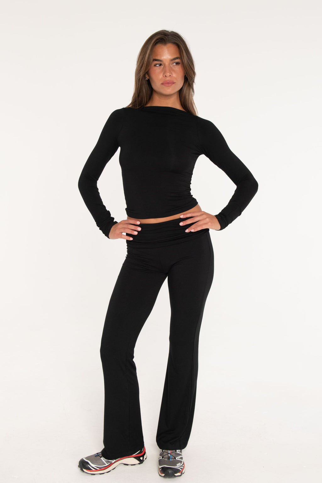 Fold Over Pants - Black