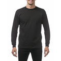 Pro Club Men's Heavyweight Cotton Long Sleeve Crew Neck T-Shirt Black