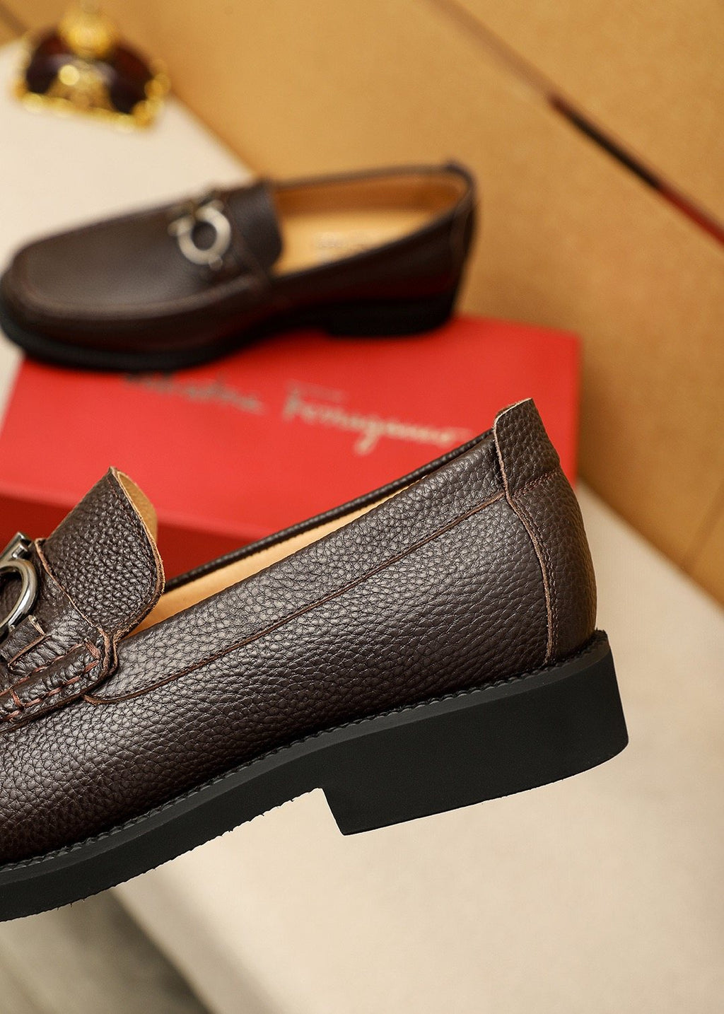 Ferragamo Dark Brown Leather Loafers
